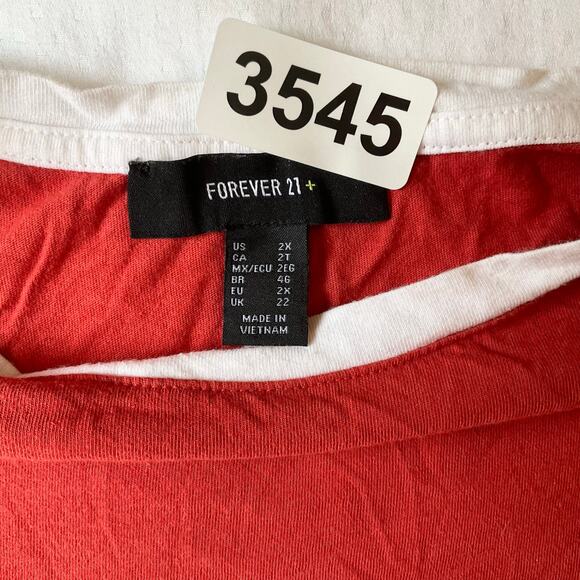 FOREVER 21 Plus Women Dress size 2X US Short Sleeve Knee Length Stretchy Orange - Picture 5 of 8